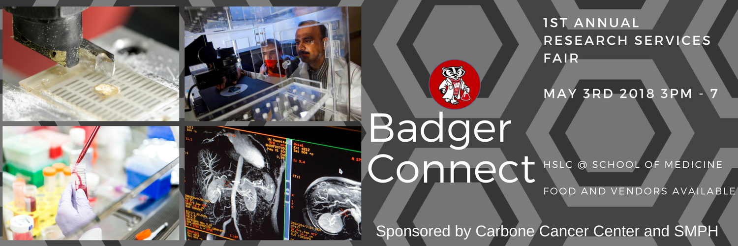 Banner for the First Annual BadgerConnect Research Services Fair
