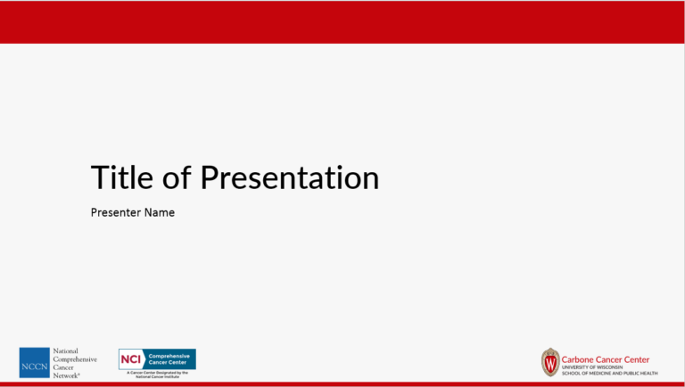 Screenshot of the title page of the Red UWCCC PowerPoint template
