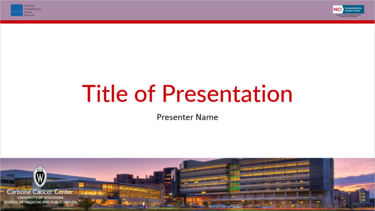 Screenshot of the title page of the Sunset UWCCC PowerPoint template