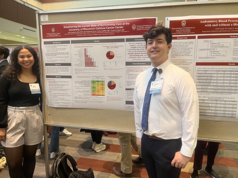 students presenting survivorship-related work at the Annual Medical Student Research Forum.