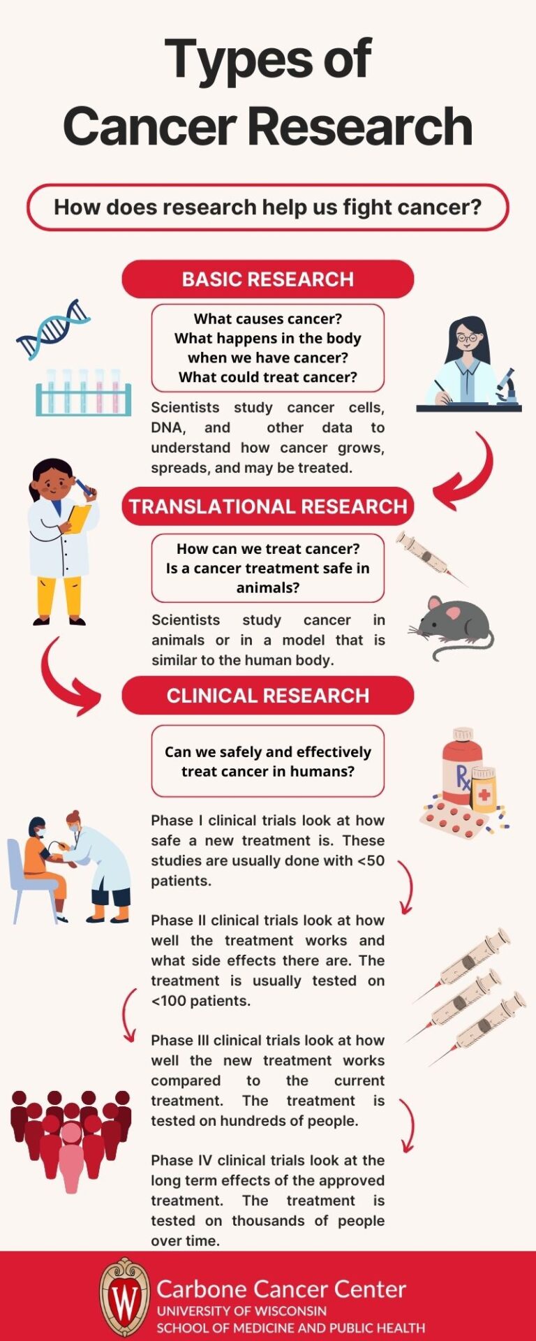 Diagram showing types of cancer research