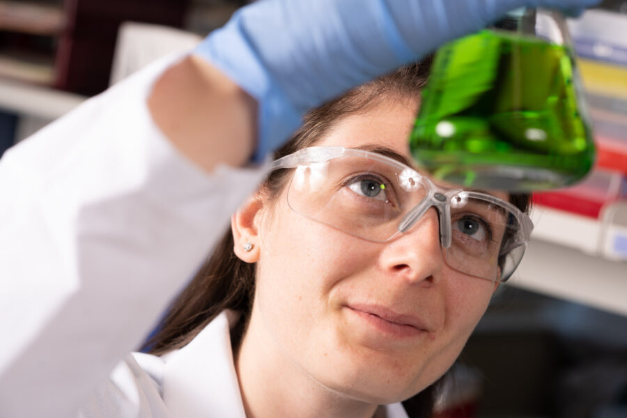 Researcher working in lab