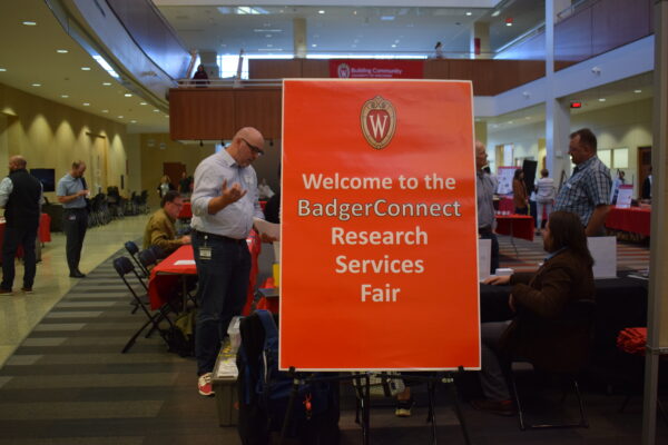 BadgerConnect research fair sign